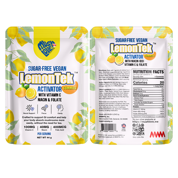 LemonTek Sugar-Free Vegan Activator Gummies w/ Niacin, C & Folate. Needed to complete the “Nootropic Stack.” Extends effects & lowers GI issues.
