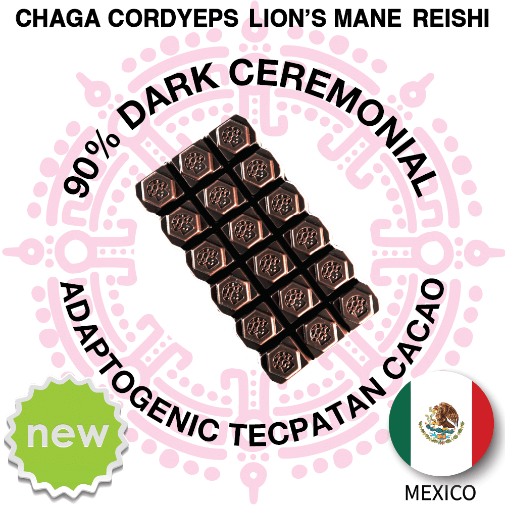 100% PURE Ceremonial Cacao - Adaptogenic "Lavado" Minibars w/ Chaga, Cordyceps, Lion's Mane & Reishi