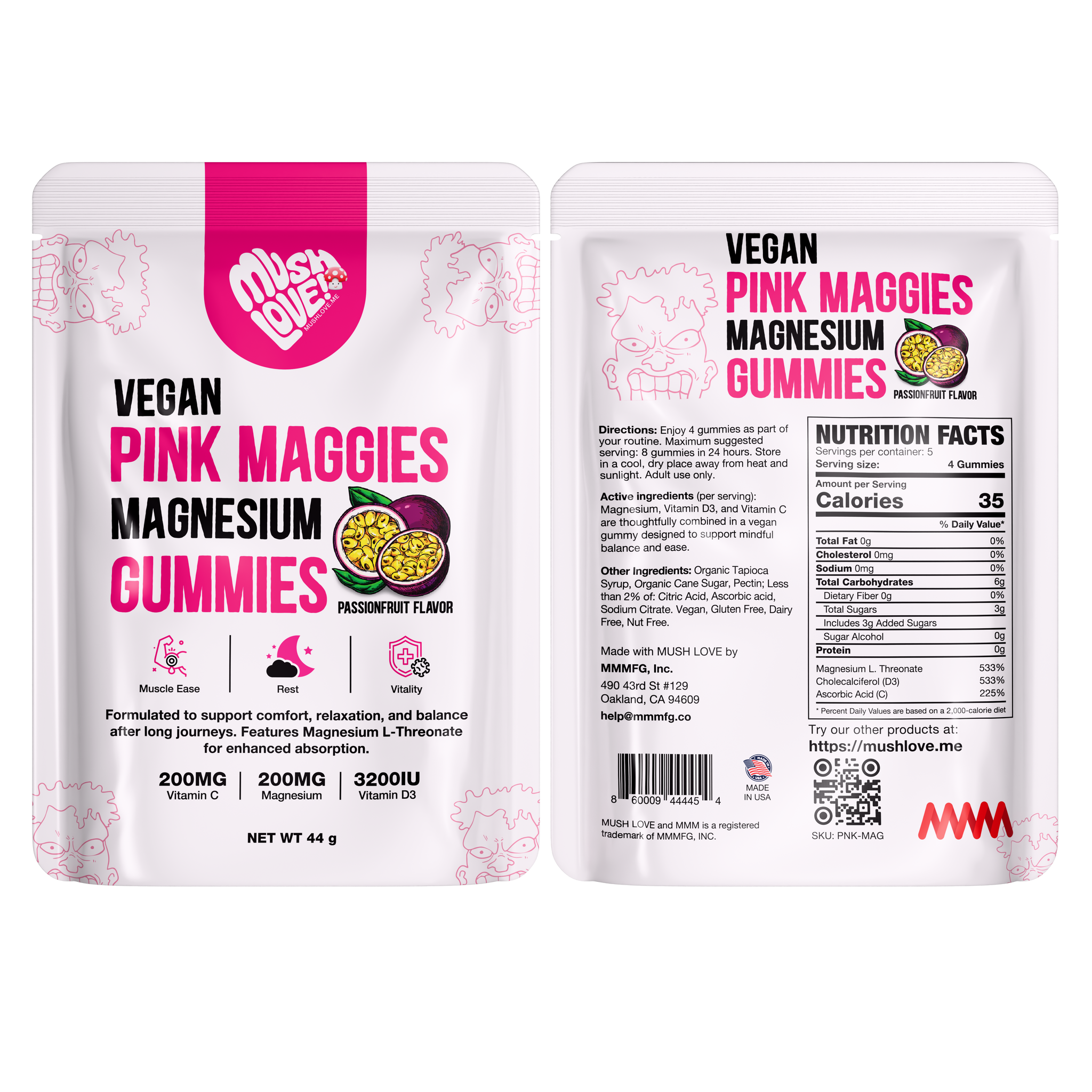 Pink Maggies Gummies w/ Magnesium L. Threonate - For lockjaw & muscle cramps.